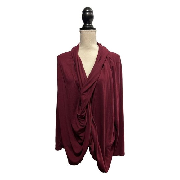 Pure Jill Womens XL Bordeaux Cardigan Multi-Way Wrap Sweater Open‎ Front Maroon - Picture 2 of 13
